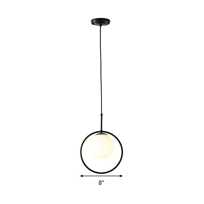 Contemporary Sphere Pendant Light - White Glass Ideal For Bedroom Ceilings