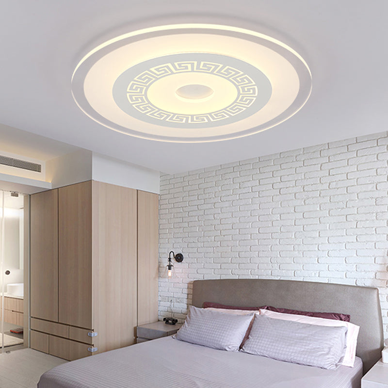 Chinese Style Ultrathin White Disc Led Flush Lamp - 16/19.5/23.5 W Acrylic Ceiling Mount Warm/White