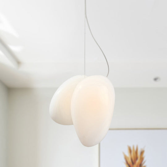 Contemporary White Glass Pendant Light for Dining Room Ceiling