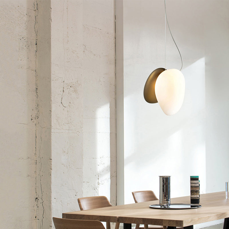 Contemporary White Glass Pendant Light for Dining Room Ceiling