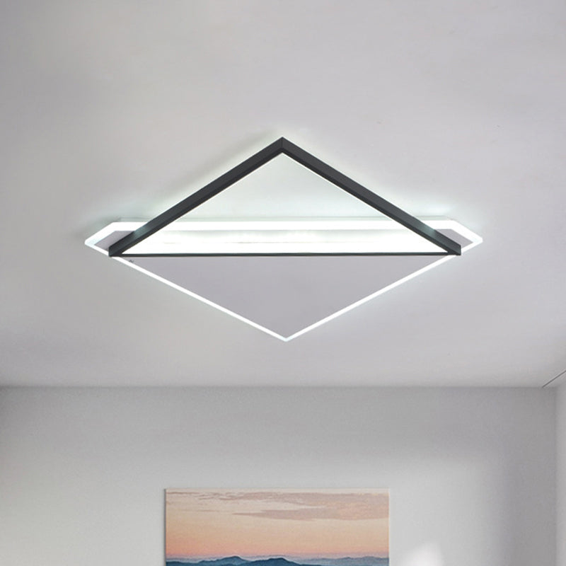 16.5"/20.5" LED Ceiling Flush Light Metallic Black and White Rhombus Indoor Lighting, Warm/White Light