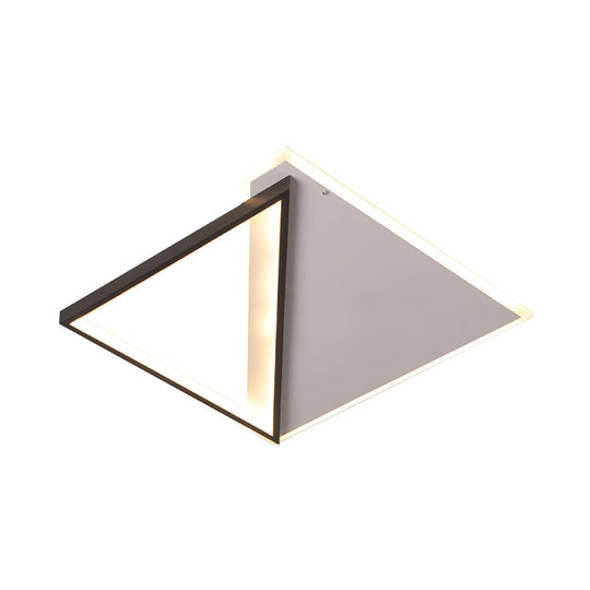 16.5/20.5 Led Ceiling Flush Light Metallic Black And White Rhombus Indoor Lighting Warm/White