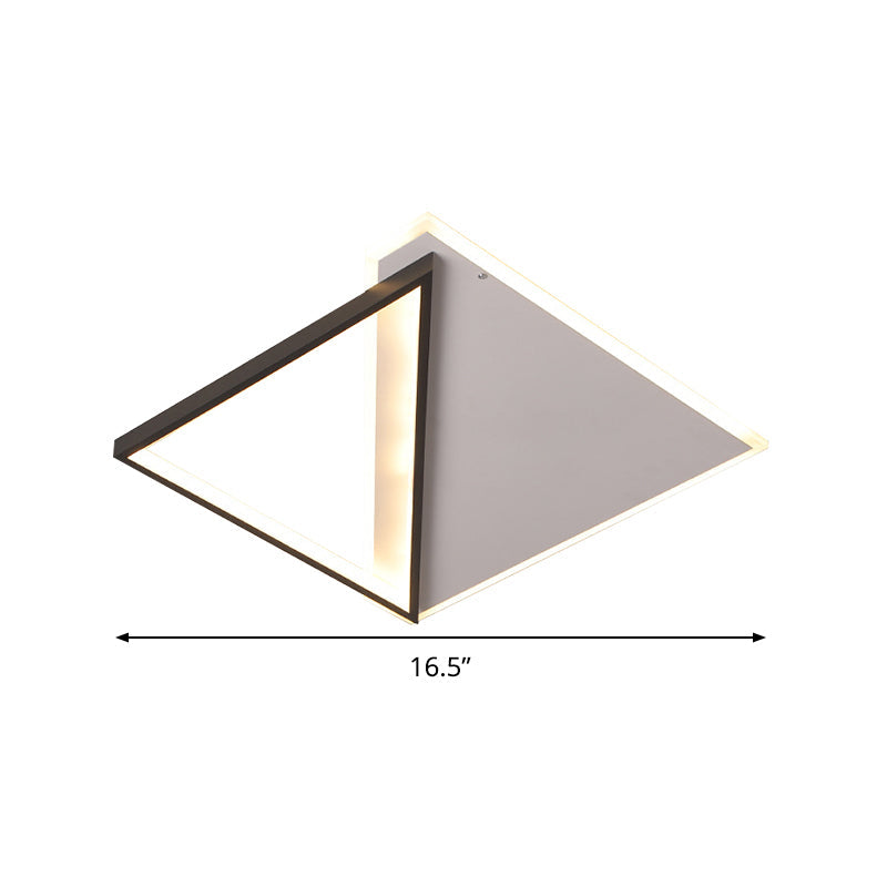 16.5/20.5 Led Ceiling Flush Light Metallic Black And White Rhombus Indoor Lighting Warm/White