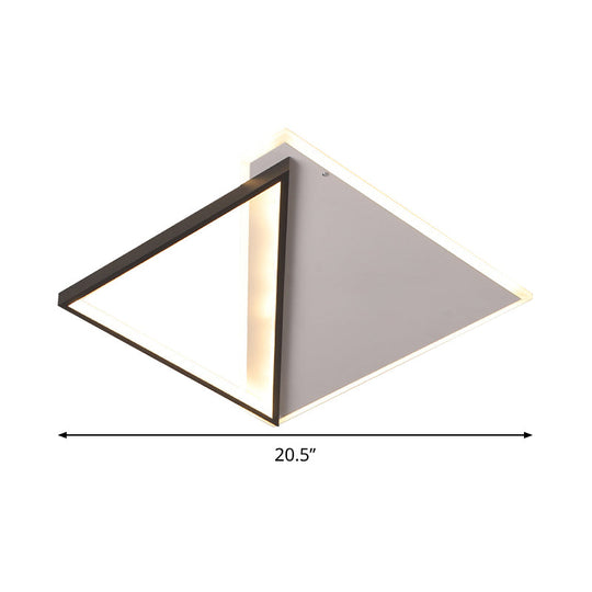 16.5"/20.5" LED Ceiling Flush Light Metallic Black and White Rhombus Indoor Lighting, Warm/White Light