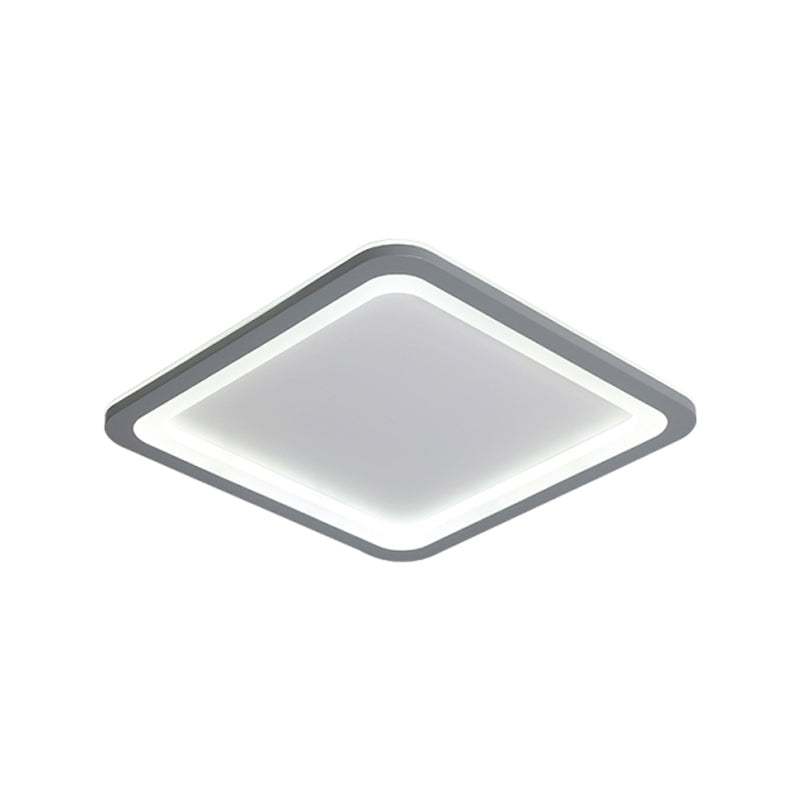 10/14.5/19 Modern Style Grey Square Box Flush Light Acrylic Led Ceiling Lamp Warm/White