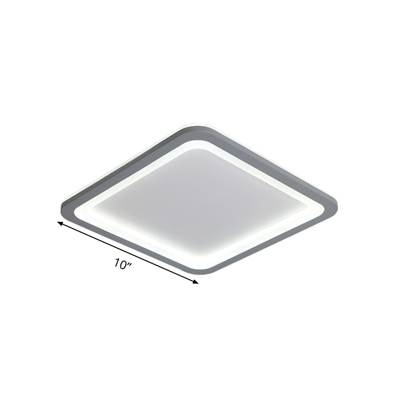 10/14.5/19 Modern Style Grey Square Box Flush Light Acrylic Led Ceiling Lamp Warm/White