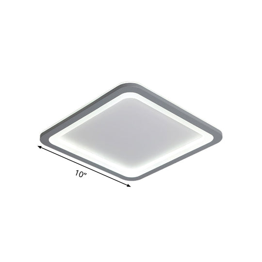 10/14.5/19 Modern Style Grey Square Box Flush Light Acrylic Led Ceiling Lamp Warm/White