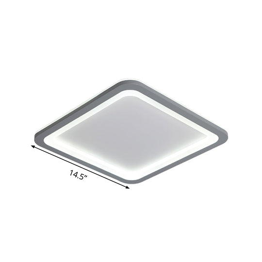 10/14.5/19 Modern Style Grey Square Box Flush Light Acrylic Led Ceiling Lamp Warm/White