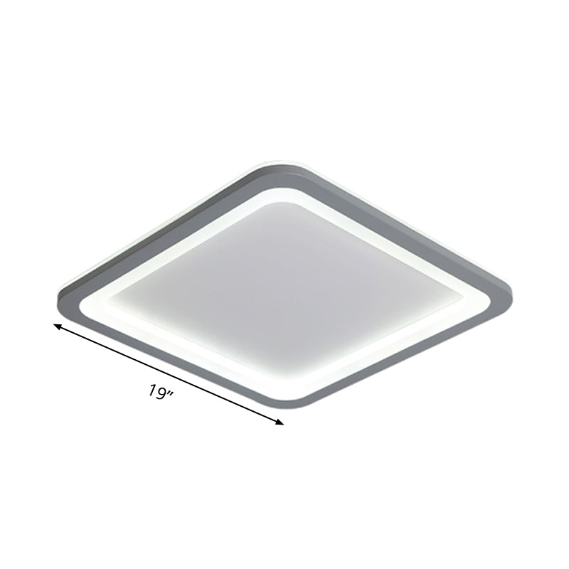 10/14.5/19 Modern Style Grey Square Box Flush Light Acrylic Led Ceiling Lamp Warm/White