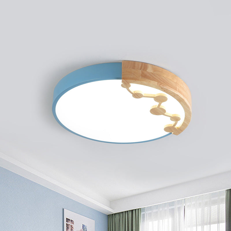 16"/19.5" W LED Living Room Ceiling Light with Pink/Yellow/Blue Metal Shade in Warm/White Light