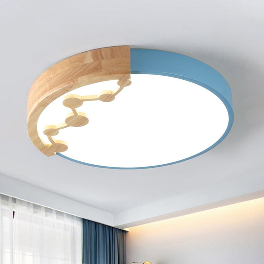 16"/19.5" W LED Living Room Ceiling Light with Pink/Yellow/Blue Metal Shade in Warm/White Light