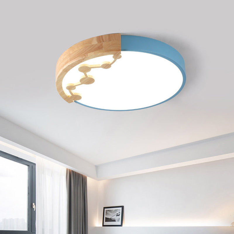 16"/19.5" W LED Living Room Ceiling Light with Pink/Yellow/Blue Metal Shade in Warm/White Light