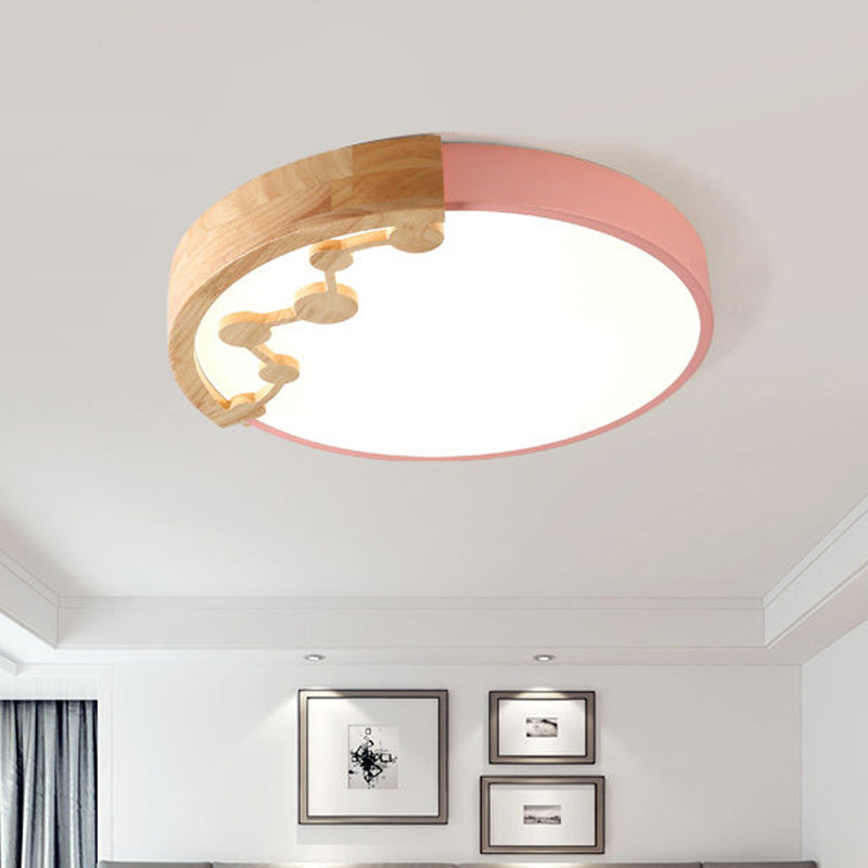 16"/19.5" W LED Living Room Ceiling Light with Pink/Yellow/Blue Metal Shade in Warm/White Light