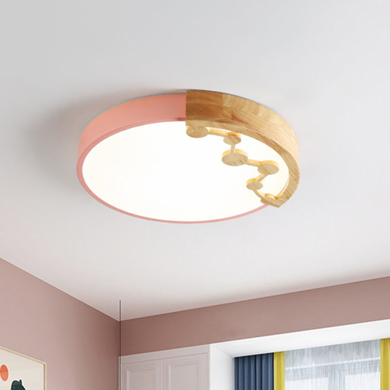 16"/19.5" W LED Living Room Ceiling Light with Pink/Yellow/Blue Metal Shade in Warm/White Light