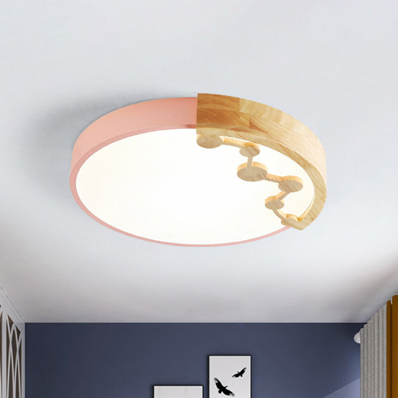 16"/19.5" W LED Living Room Ceiling Light with Pink/Yellow/Blue Metal Shade in Warm/White Light