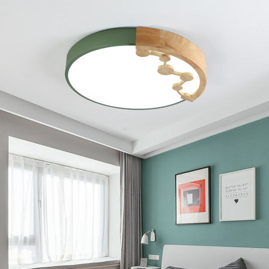 16"/19.5" W LED Living Room Ceiling Light with Pink/Yellow/Blue Metal Shade in Warm/White Light