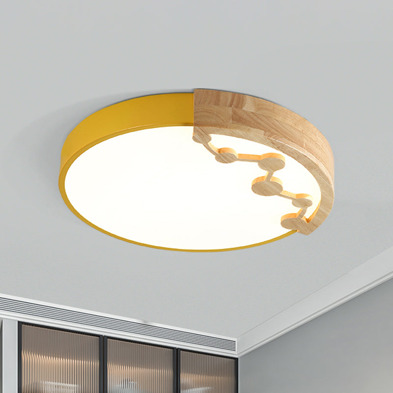 16"/19.5" W LED Living Room Ceiling Light with Pink/Yellow/Blue Metal Shade in Warm/White Light