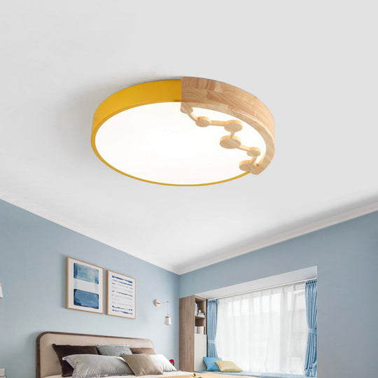 16"/19.5" W LED Living Room Ceiling Light with Pink/Yellow/Blue Metal Shade in Warm/White Light