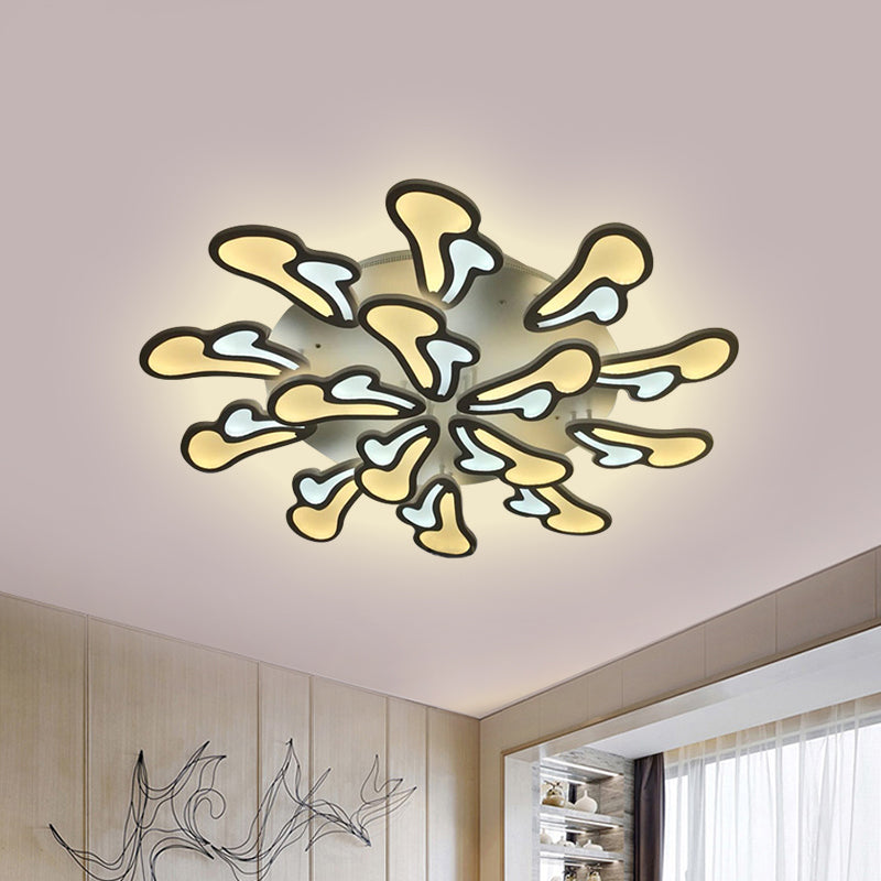 Modern White Flower Ceiling Light With Led Acrylic Semi Flush Mount In Warm/White/Natural /