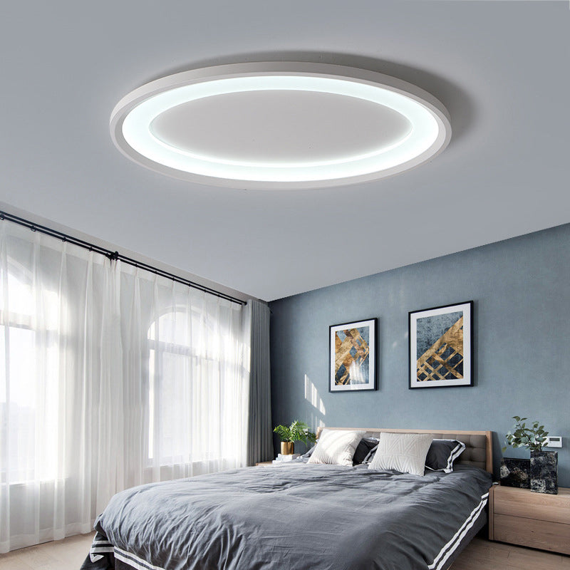 22"/26" Nordic Slim Flush Mount Ceiling Lamp - Matte White Oval, Warm/White Light, Stepless Dimming, Remote Control