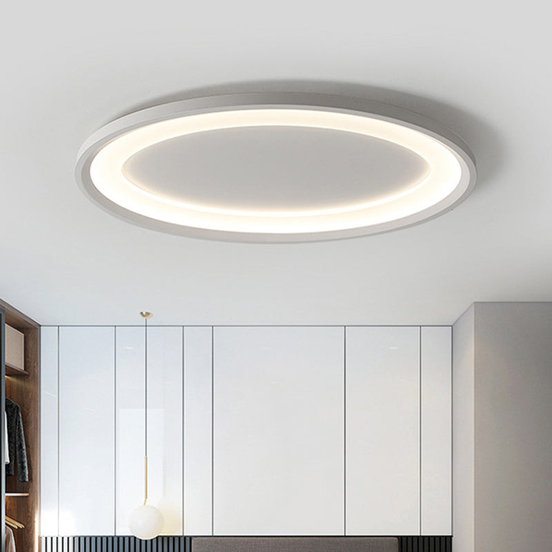 22"/26" Nordic Slim Flush Mount Ceiling Lamp - Matte White Oval, Warm/White Light, Stepless Dimming, Remote Control