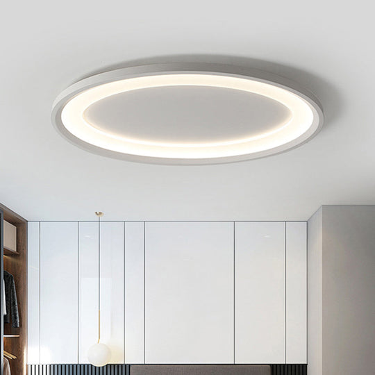 22"/26" Nordic Slim Flush Mount Ceiling Lamp - Matte White Oval, Warm/White Light, Stepless Dimming, Remote Control