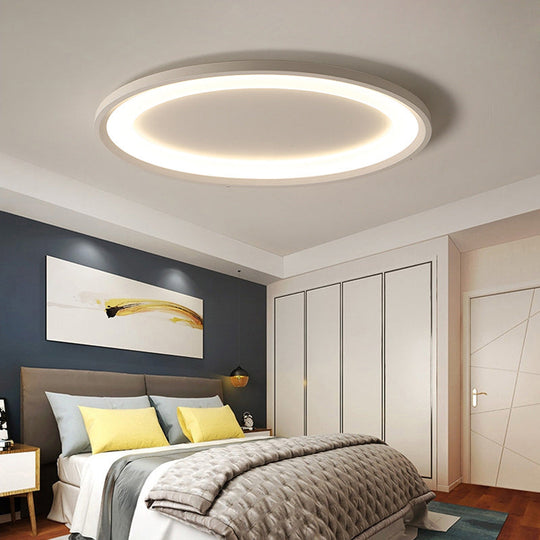 22"/26" Nordic Slim Flush Mount Ceiling Lamp - Matte White Oval, Warm/White Light, Stepless Dimming, Remote Control