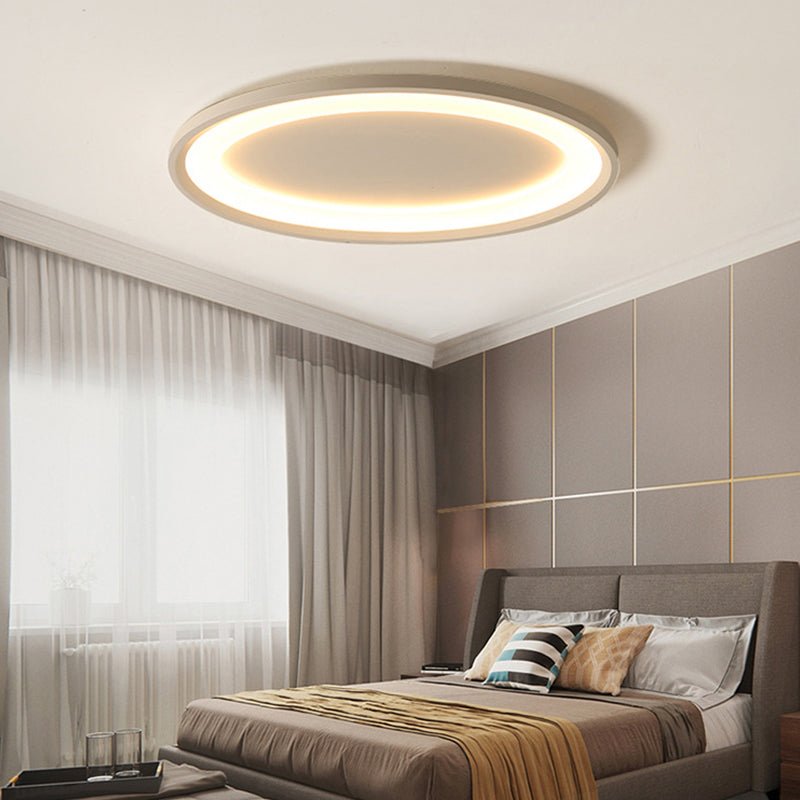 22"/26" Nordic Slim Flush Mount Ceiling Lamp - Matte White Oval, Warm/White Light, Stepless Dimming, Remote Control