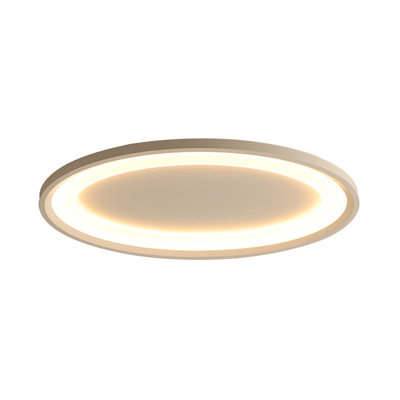 22/26 Nordic Slim Flush Mount Ceiling Lamp - Matte White Oval Warm/White Light Stepless Dimming