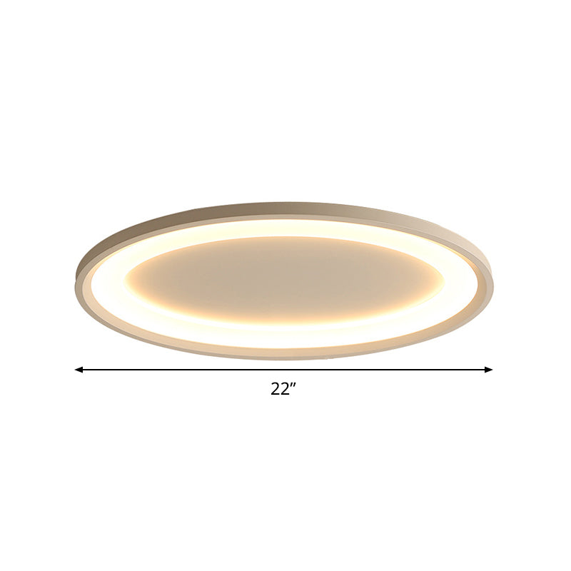 22"/26" Nordic Slim Flush Mount Ceiling Lamp - Matte White Oval, Warm/White Light, Stepless Dimming, Remote Control