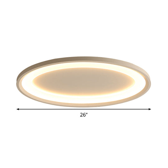 22"/26" Nordic Slim Flush Mount Ceiling Lamp - Matte White Oval, Warm/White Light, Stepless Dimming, Remote Control