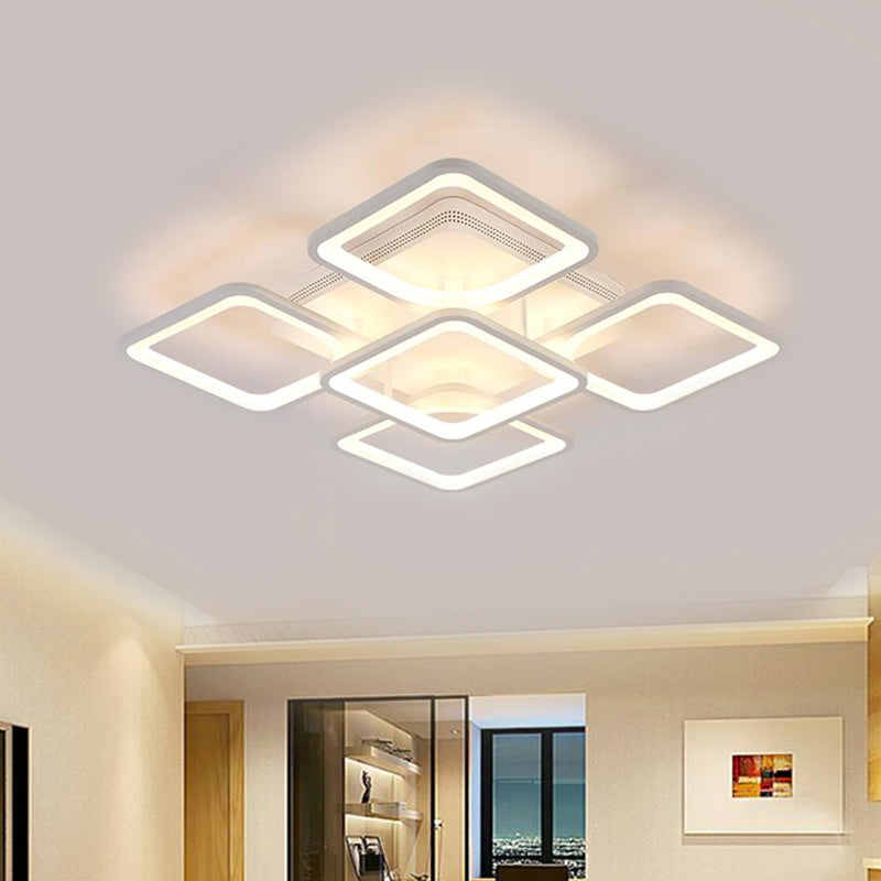 23.5"/27" LED Bedroom Ceiling Light Semi Flush Mount Fixture with Acrylic Shade in Warm/White Light