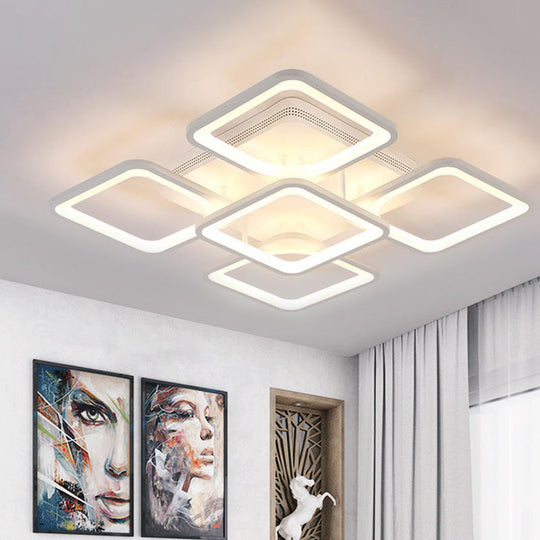 23.5"/27" LED Bedroom Ceiling Light Semi Flush Mount Fixture with Acrylic Shade in Warm/White Light