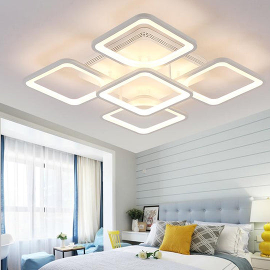 23.5"/27" LED Bedroom Ceiling Light Semi Flush Mount Fixture with Acrylic Shade in Warm/White Light