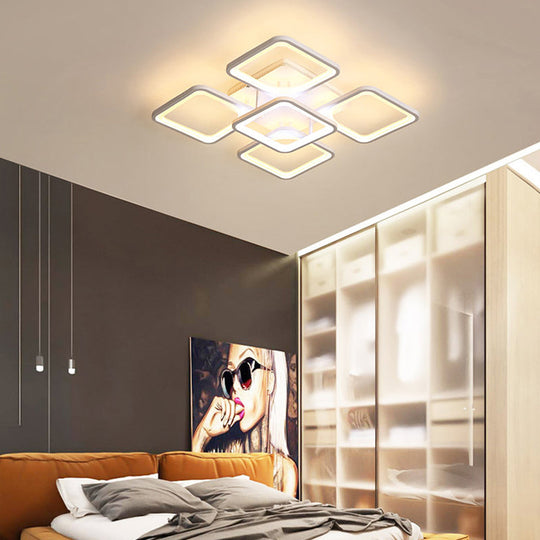 23.5"/27" LED Bedroom Ceiling Light Semi Flush Mount Fixture with Acrylic Shade in Warm/White Light