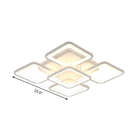 23.5/27 Led Bedroom Ceiling Light Semi Flush Mount Fixture With Acrylic Shade In Warm/White