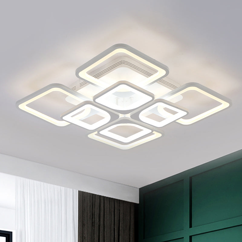 23.5"/27" LED Bedroom Ceiling Light Semi Flush Mount Fixture with Acrylic Shade in Warm/White Light