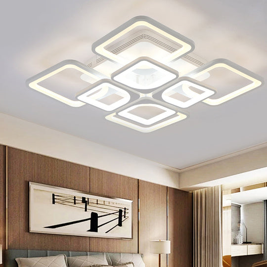 23.5"/27" LED Bedroom Ceiling Light Semi Flush Mount Fixture with Acrylic Shade in Warm/White Light