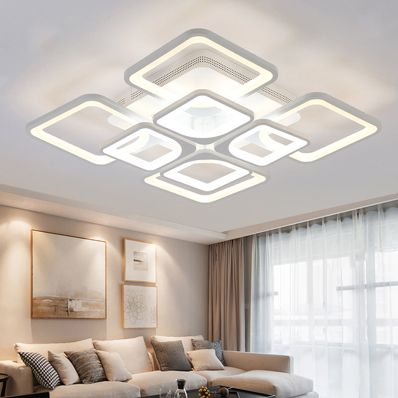 23.5"/27" LED Bedroom Ceiling Light Semi Flush Mount Fixture with Acrylic Shade in Warm/White Light