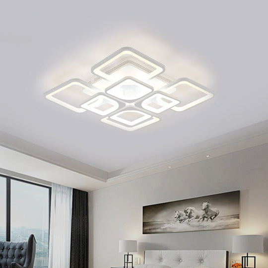 23.5"/27" LED Bedroom Ceiling Light Semi Flush Mount Fixture with Acrylic Shade in Warm/White Light