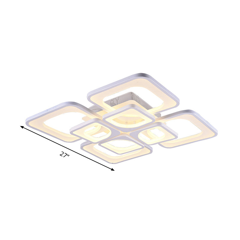 23.5/27 Led Bedroom Ceiling Light Semi Flush Mount Fixture With Acrylic Shade In Warm/White