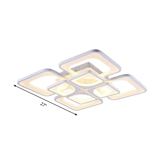 23.5/27 Led Bedroom Ceiling Light Semi Flush Mount Fixture With Acrylic Shade In Warm/White