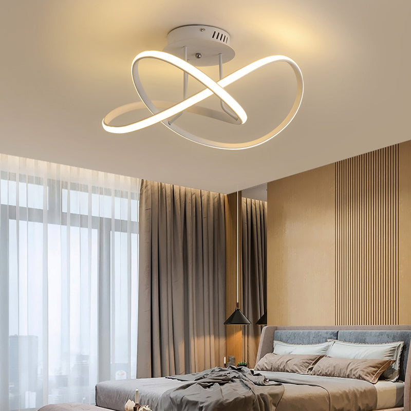 Modern Acrylic LED Twist Ceiling Mount Fixture - 19.5"/23.5" - Semi Flush Mount - Warm/White Light - White/Coffee