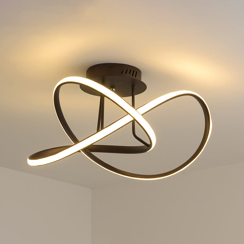 Modern Acrylic Led Twist Ceiling Mount Fixture - 19.5/23.5 Semi Flush Warm/White Light White/Coffee