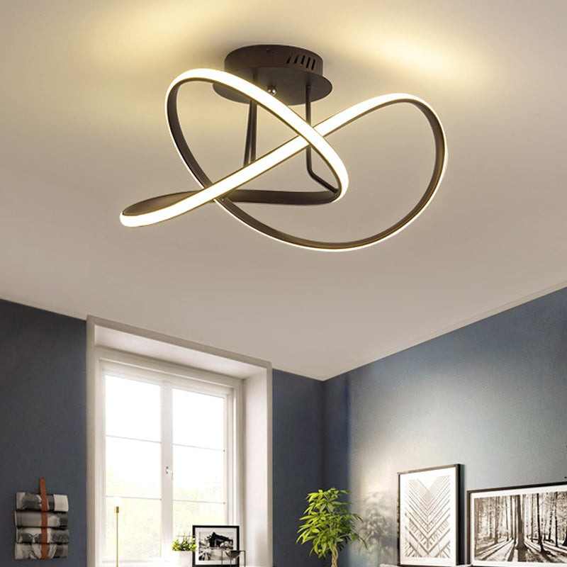 Modern Acrylic LED Twist Ceiling Mount Fixture - 19.5"/23.5" - Semi Flush Mount - Warm/White Light - White/Coffee