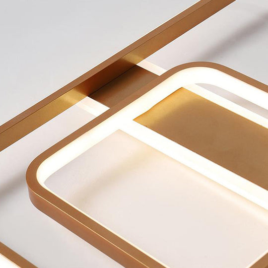 Minimalist Gold Square Ceiling Light Fixture - Acrylic LED Flush Mount for Bedroom - Warm/White Light