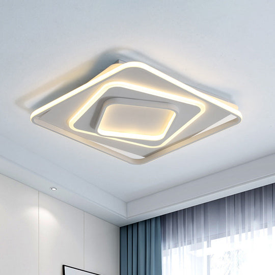 19/23 W Swirl Square Modern Acrylic Led Ceiling Lamp White Flush Light - Warm/White Remote Control