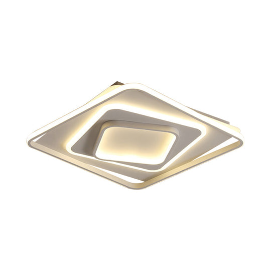 19/23 W Swirl Square Modern Acrylic Led Ceiling Lamp White Flush Light - Warm/White Remote Control