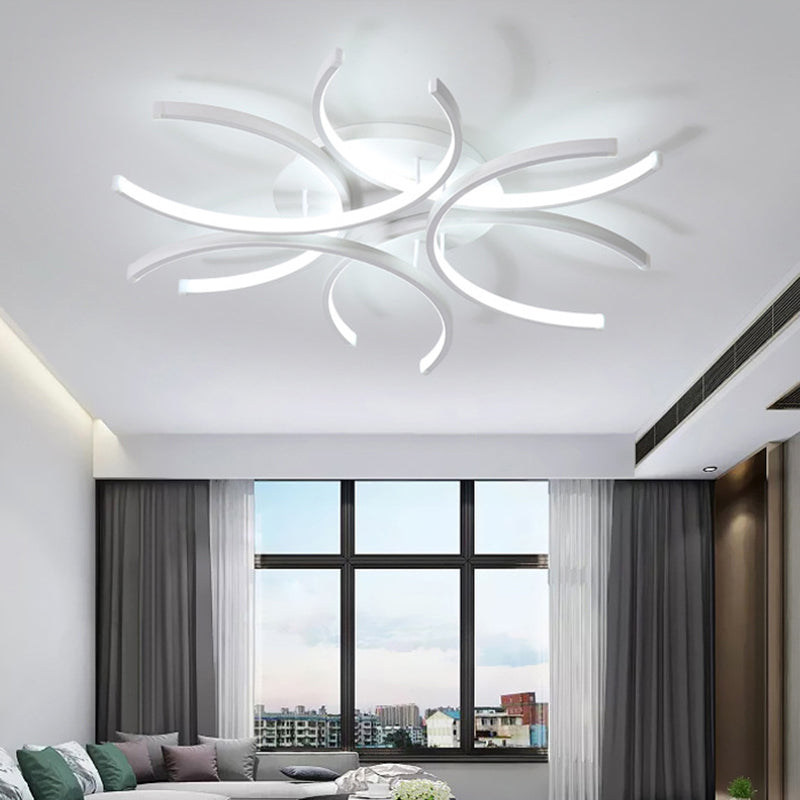 23.5"/31.5" W Curved LED Semi Flush Mount Lamp – Modern Acrylic Lighting for Close to Ceiling – Warm/White Light Options