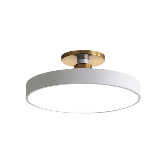 Drum Metal Ceiling Light Fixture - Nordic Led White Semi Flush Mount Lighting In Warm/White